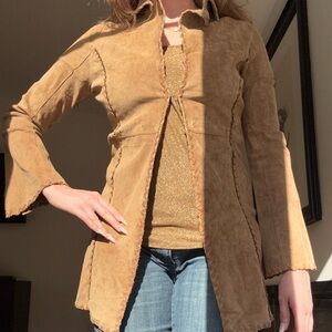 vintage y2k Wet Seal suede leather tooled jacket